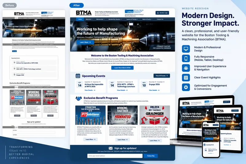 Boston Tooling & Machining Association website portfolio preview