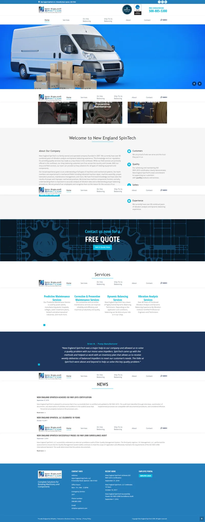 New England SpinTech website portfolio preview