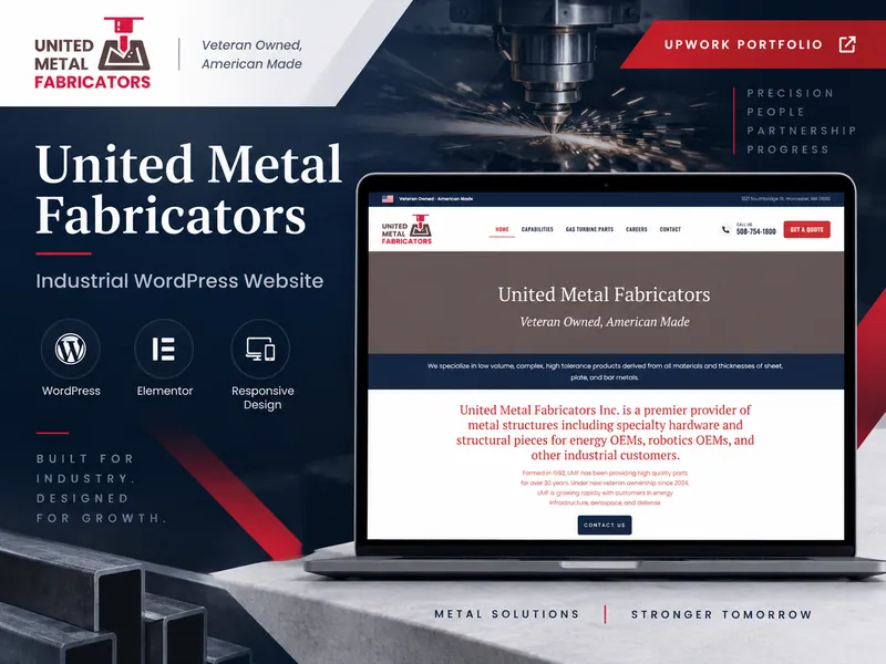 United Metal Fabricators website portfolio preview