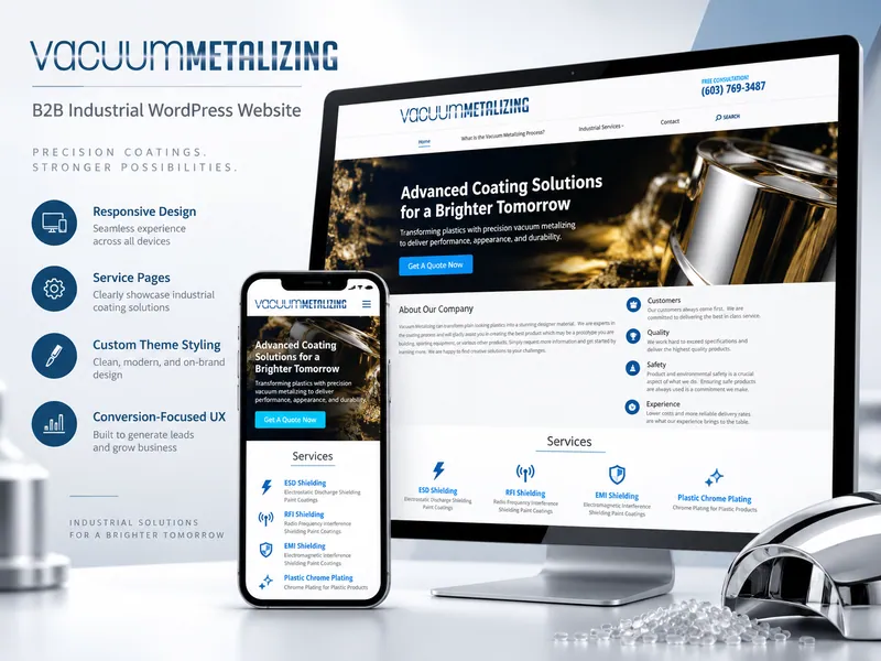 Vacuum Metalizing website portfolio preview